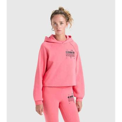 Pink Diadora multicolor cotton cropped hoodie og bukser sæt