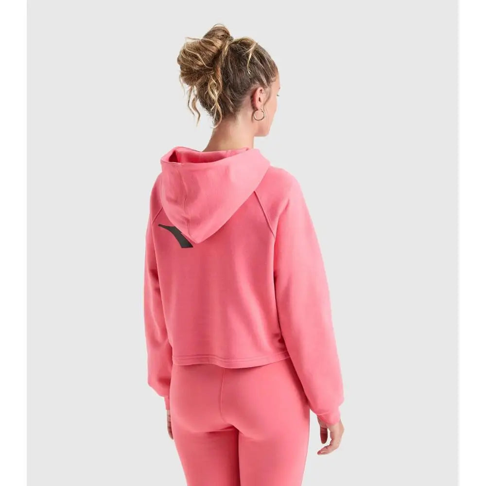 Rosa Diadora multicolor cotton sweatshirt med pink crop og sort logo på ryggen