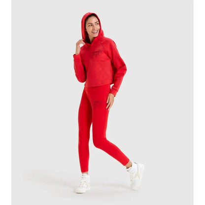 Diadora’s røde sweatshirt: røde cropped hoodie og leggings med logo