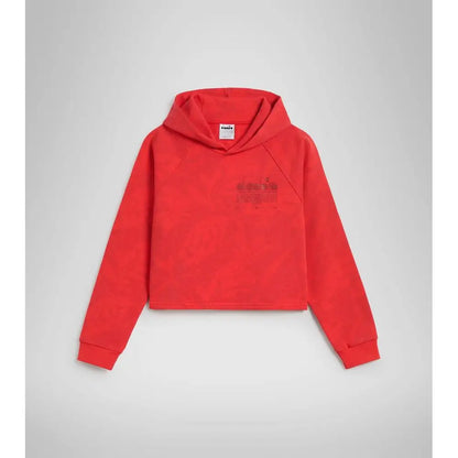 Diadora røde sweatshirt med cropped design og logo i outlet mærkevarer