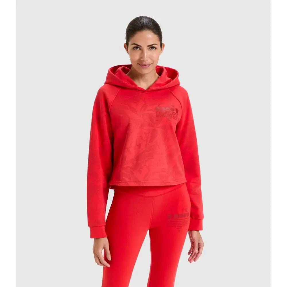 Diadora røde sweatshirt med cropped hættetrøje og matchende leggings