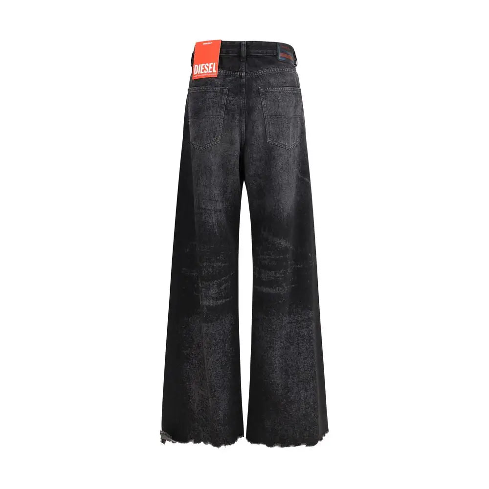 Diesel Black Cotton Relaxed Fit Jeans - Jeans