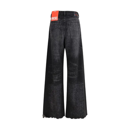 Diesel Black Cotton Relaxed Fit Jeans - Jeans