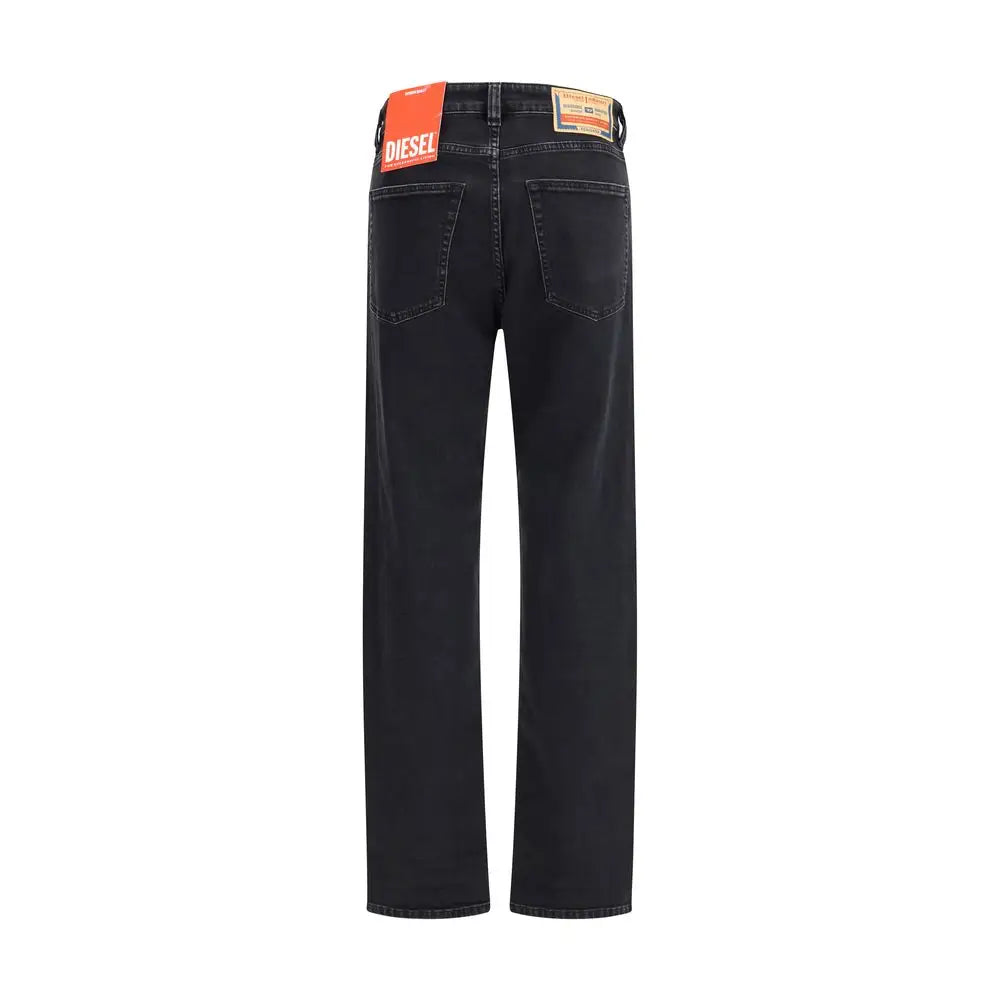 Sorte Diesel bomuld relaxed fit jeans med orange etiket