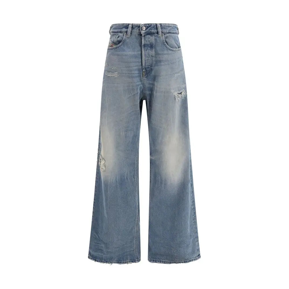 Diesel Blue Cotton Relaxed Fit Jeans - Jeans
