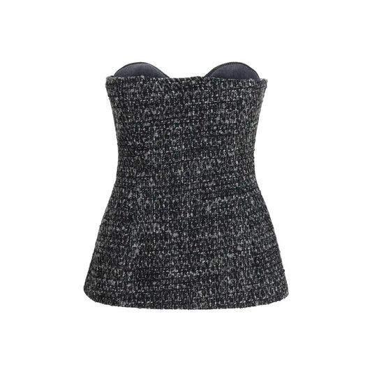 Grå top i sort og grå tweed corset, 100% originale brands fra outlet mærkevarer
