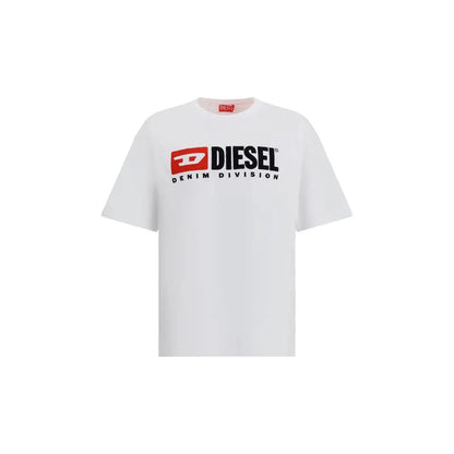 Hvid bomulds t-shirt fra Diesel med sort og rød logo