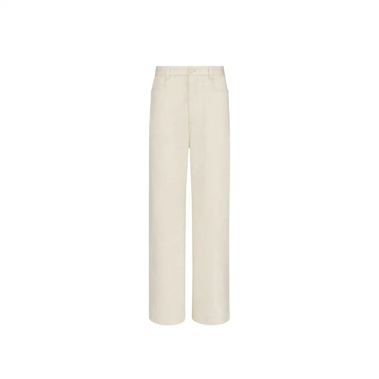 Dior white cashmere chino pants in cream-colored wide-leg minimalist design