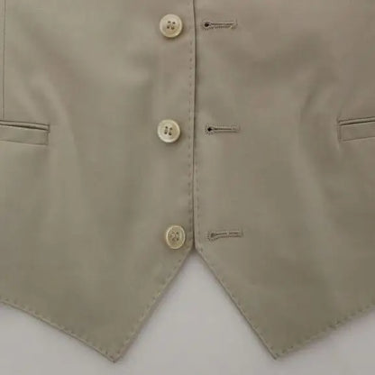 Dolce & Gabbana Beige Cotton Stretch Dress Vest Blazer