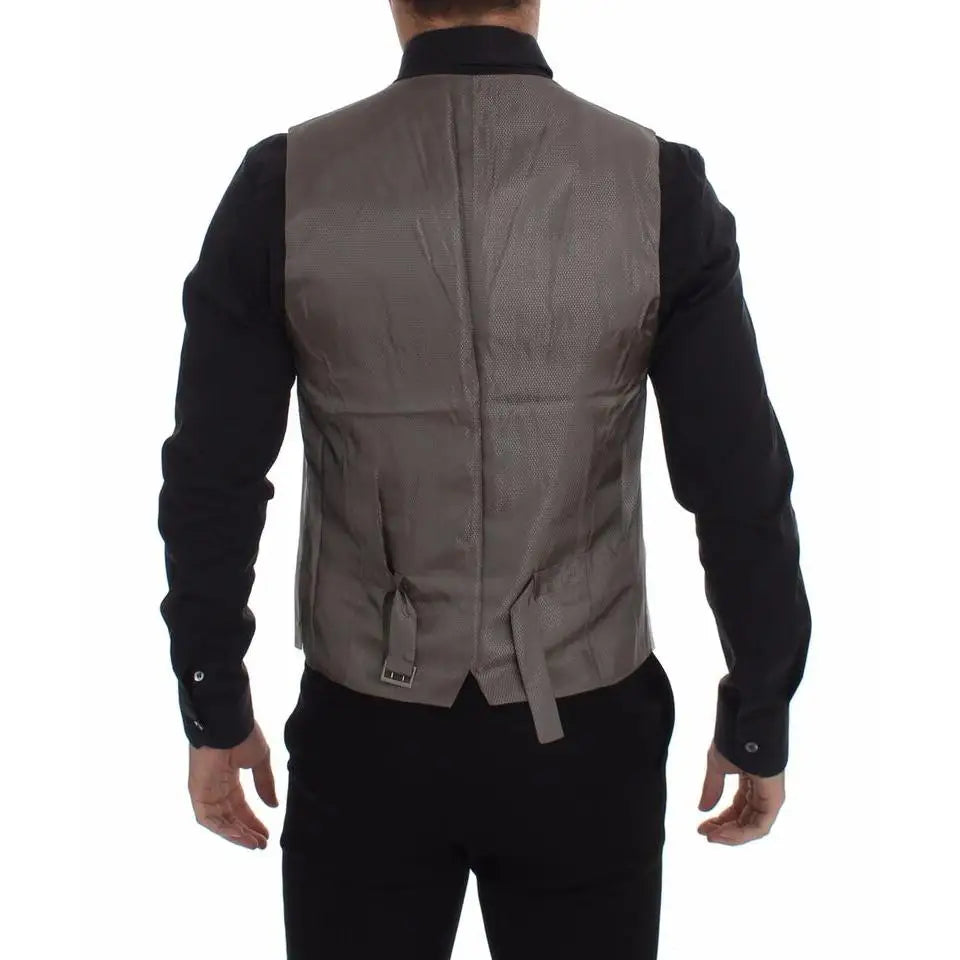 Dolce & Gabbana Beige Cotton Stretch Dress Vest Blazer