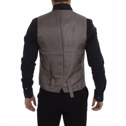 Dolce & Gabbana Beige Cotton Stretch Dress Vest Blazer