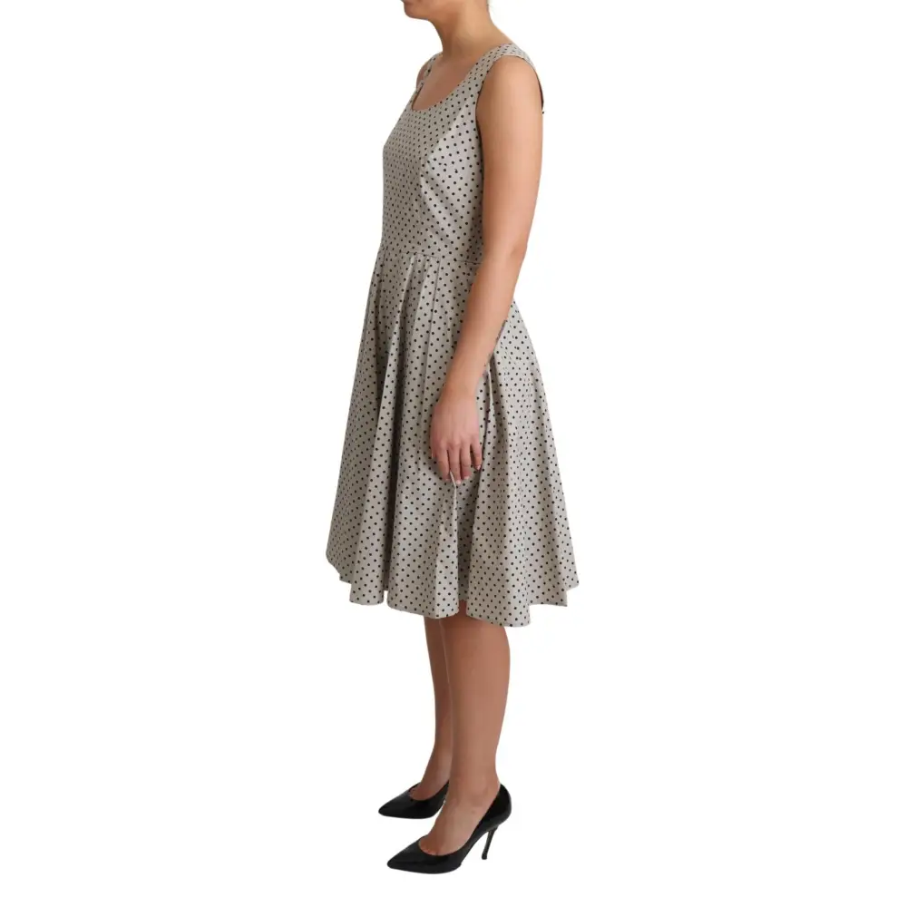 Dolce & Gabbana beige polka dotted blødt bomuld A-line kjole