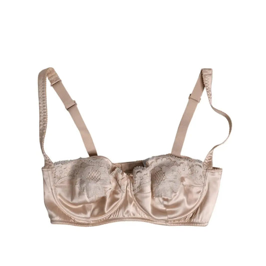Dolce & Gabbana Biege Silk Underwired Balconette Bra Underwear