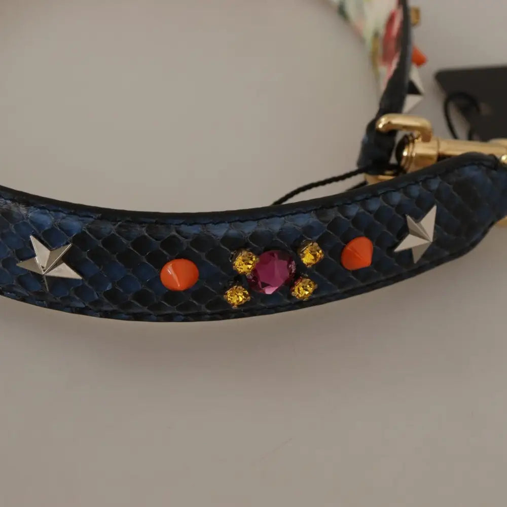 Dolce & Gabbana Blå Exotic Læder Krystals Reversible Skulder Strap