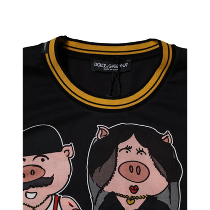 Dolce & Gabbana Black 2019 Year Of The Pig Crew Neck T-shirt - T-shirts
