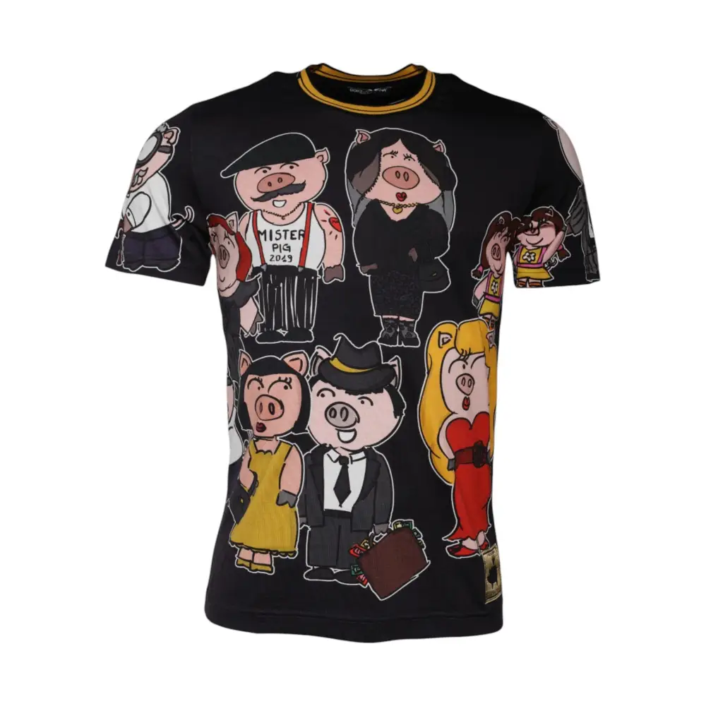 Dolce & Gabbana Black 2019 Year Of The Pig Crew Neck T-shirt - T-shirts
