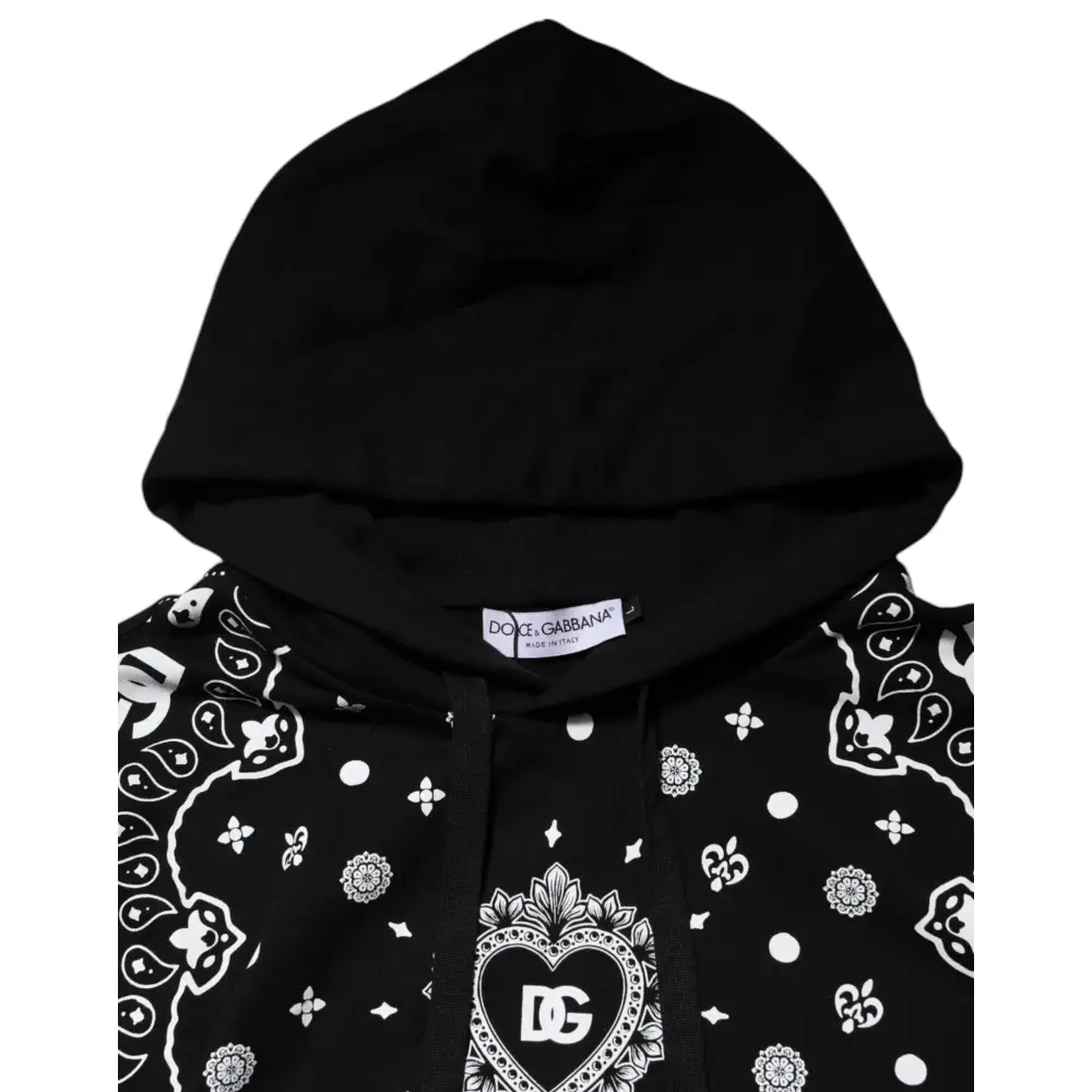 Dolce & Gabbana Black Bandana Hooded Men Sweatshirt Sweater - Sweaters