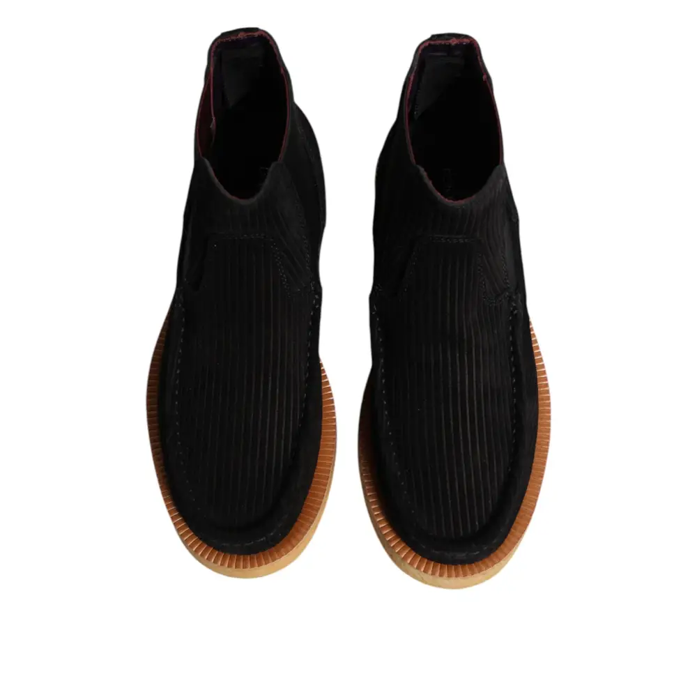 Dolce & Gabbana Black Calf Suede Slip On Ankle Boots Shoes - Ankelstøvler