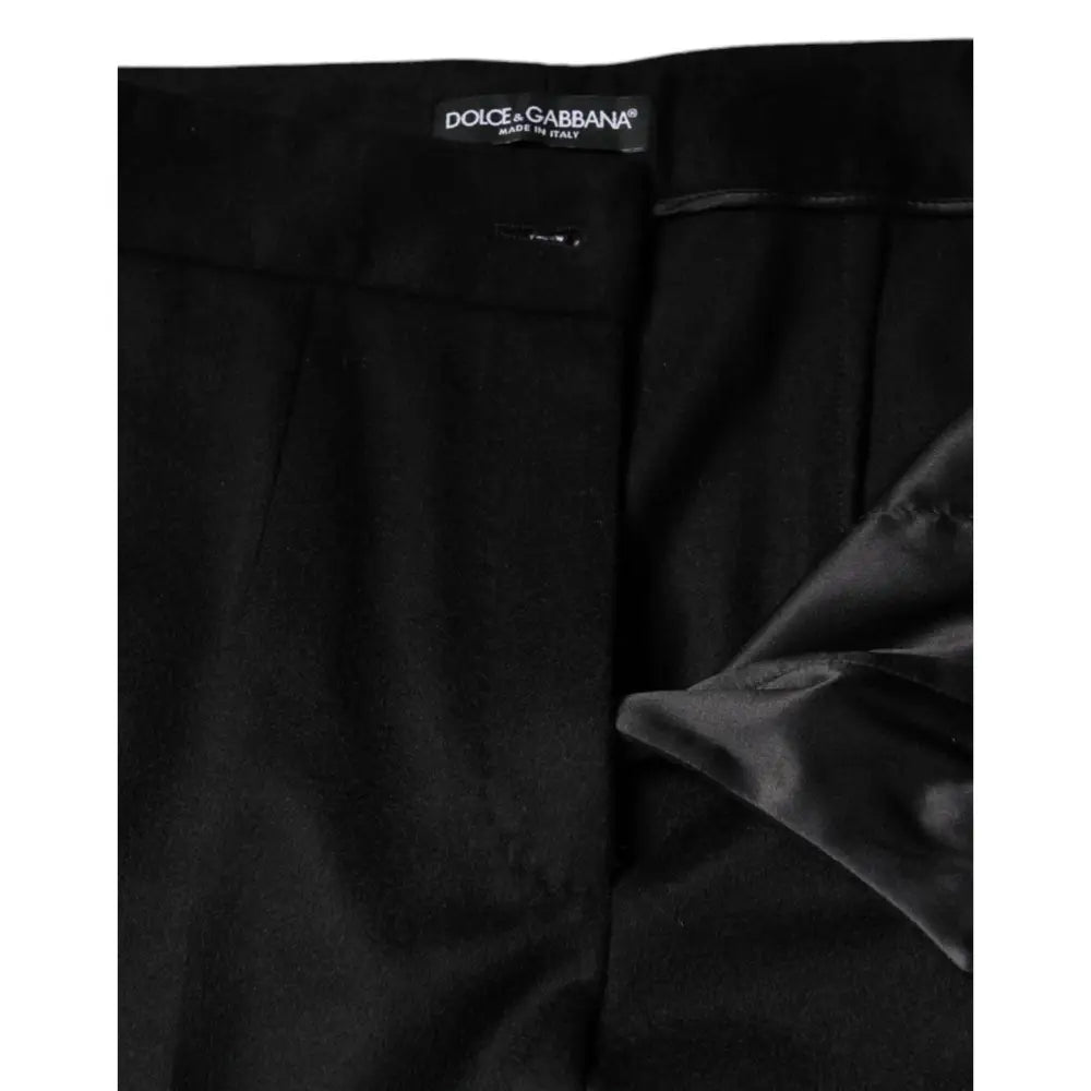 Dolce & Gabbana Black Cashmere Mid Waist Women Boot Cut Pants