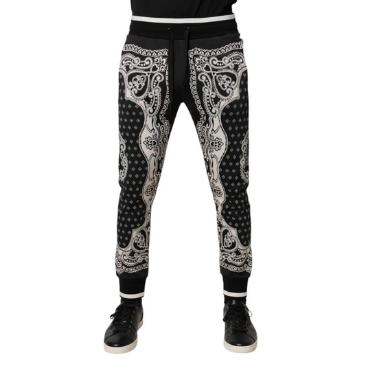 Dolce & Gabbana Black Cotton Bandana Jogger Sweatpants Pants - Bukser
