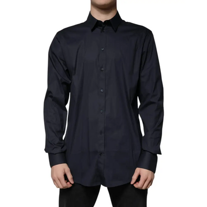 Dolce & Gabbana Black Cotton Blend Formal GOLD Dress Shirt - Skjorte