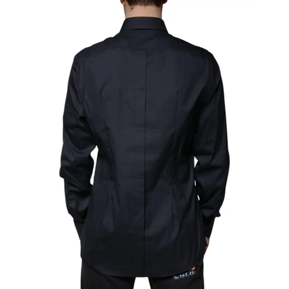 Dolce & Gabbana Black Cotton Blend Formal GOLD Dress Shirt - Skjorte