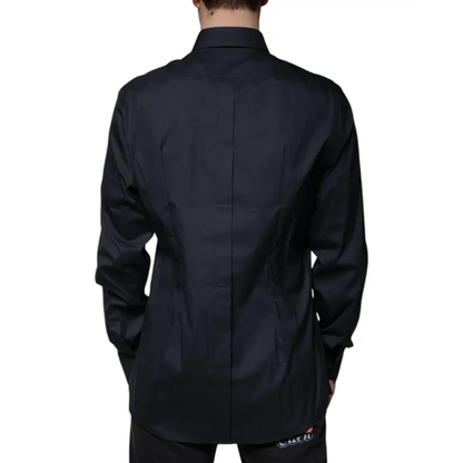 Dolce & Gabbana Black Cotton Blend Formal GOLD Dress Shirt - Skjorte