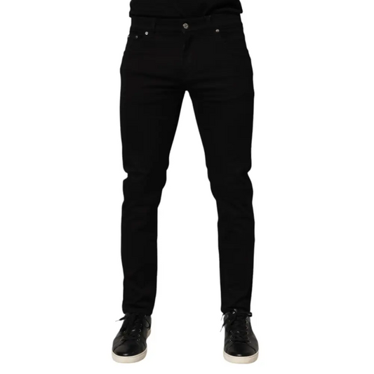 Dolce & Gabbana black cotton blend skinny jeans med femlommer