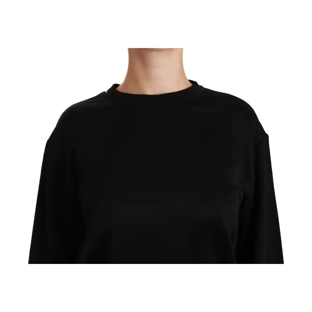 Dolce & Gabbana sort rund hals bomuldssweater, 100% originale brands