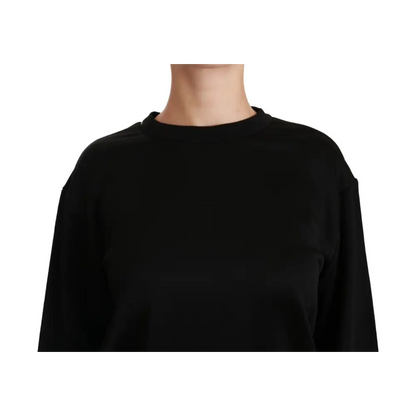 Dolce & Gabbana sort rund hals bomuldssweater, 100% originale brands