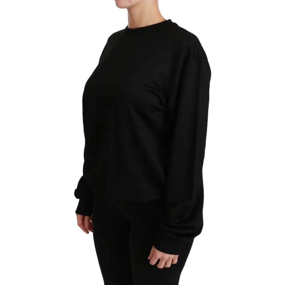 Sort sort oversize rund hals sweatshirt fra Dolce & Gabbana, 100% originale brands