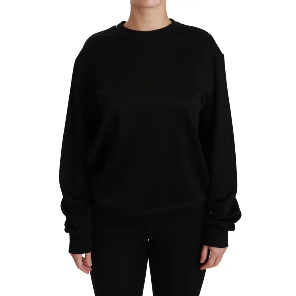 Sort rund hals Dolce & Gabbana sort bomuldssweater, outlet mærkevarer, 100% originale brands