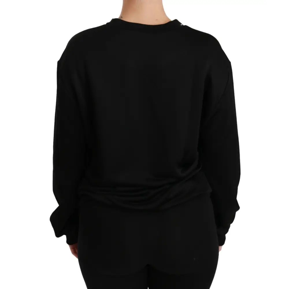 Dolce & Gabbana sort rund hals bomuldssweater med ribbet manchetter