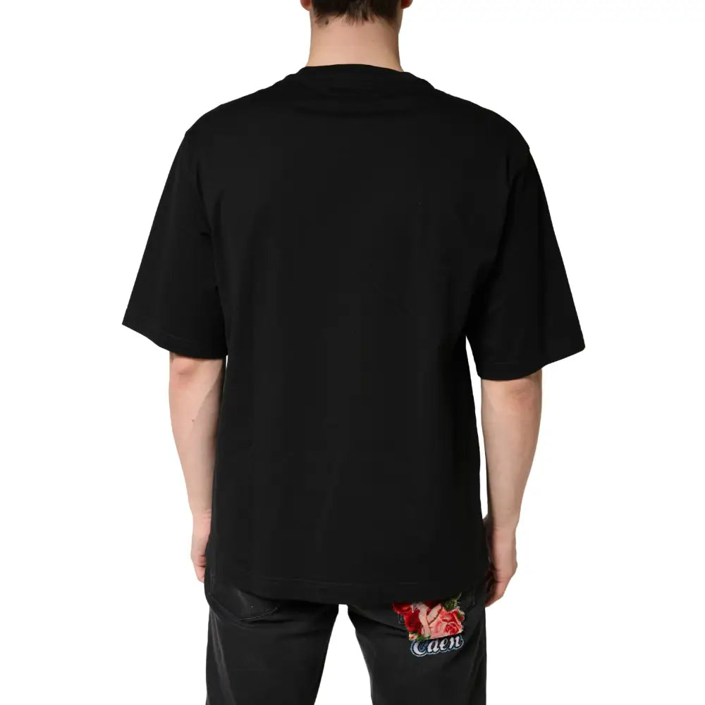 Dolce & Gabbana Black Cotton Crewneck Short Sleeve T-Shirt - T-shirts