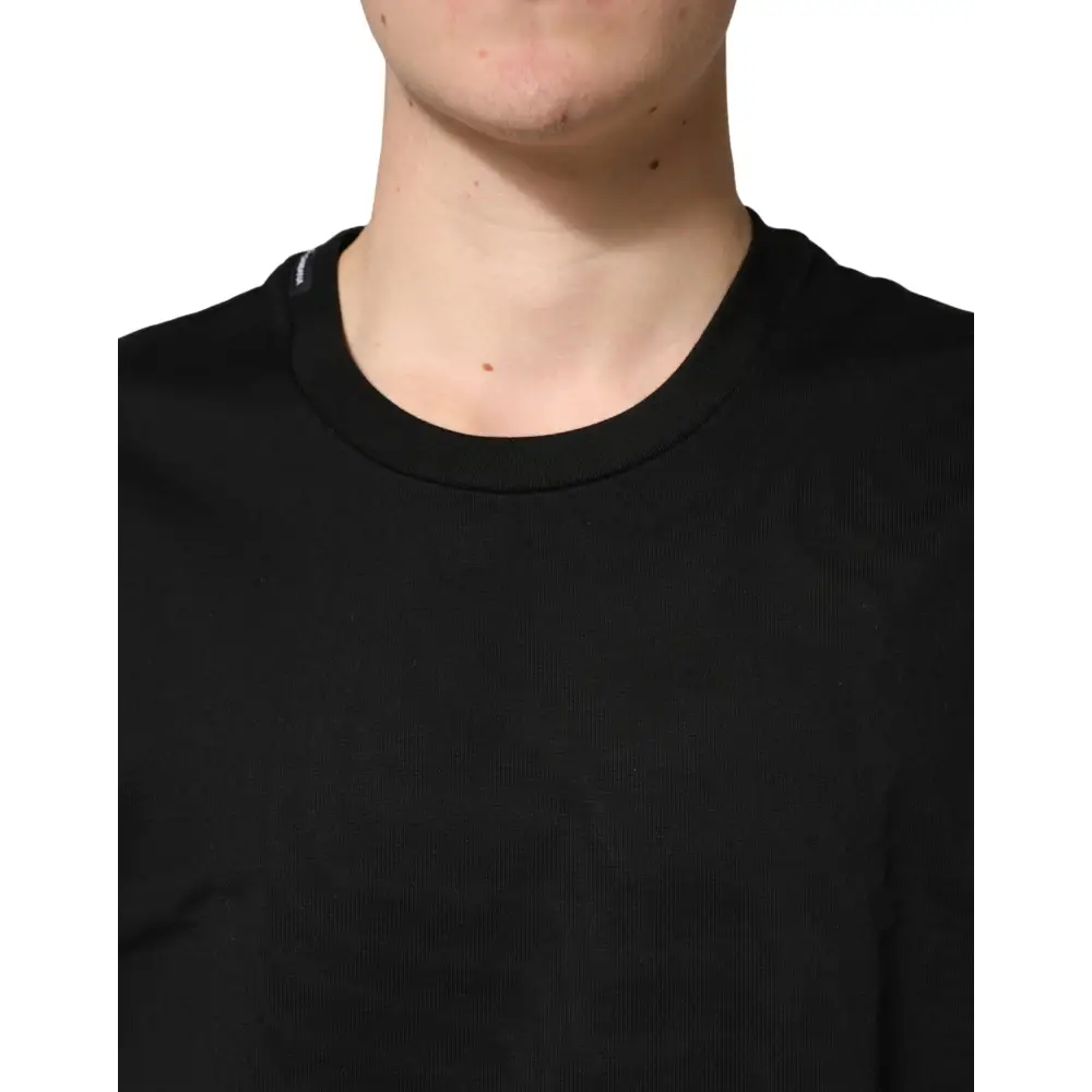 Dolce & Gabbana Black Cotton Crewneck Short Sleeve T-Shirt - T-shirts