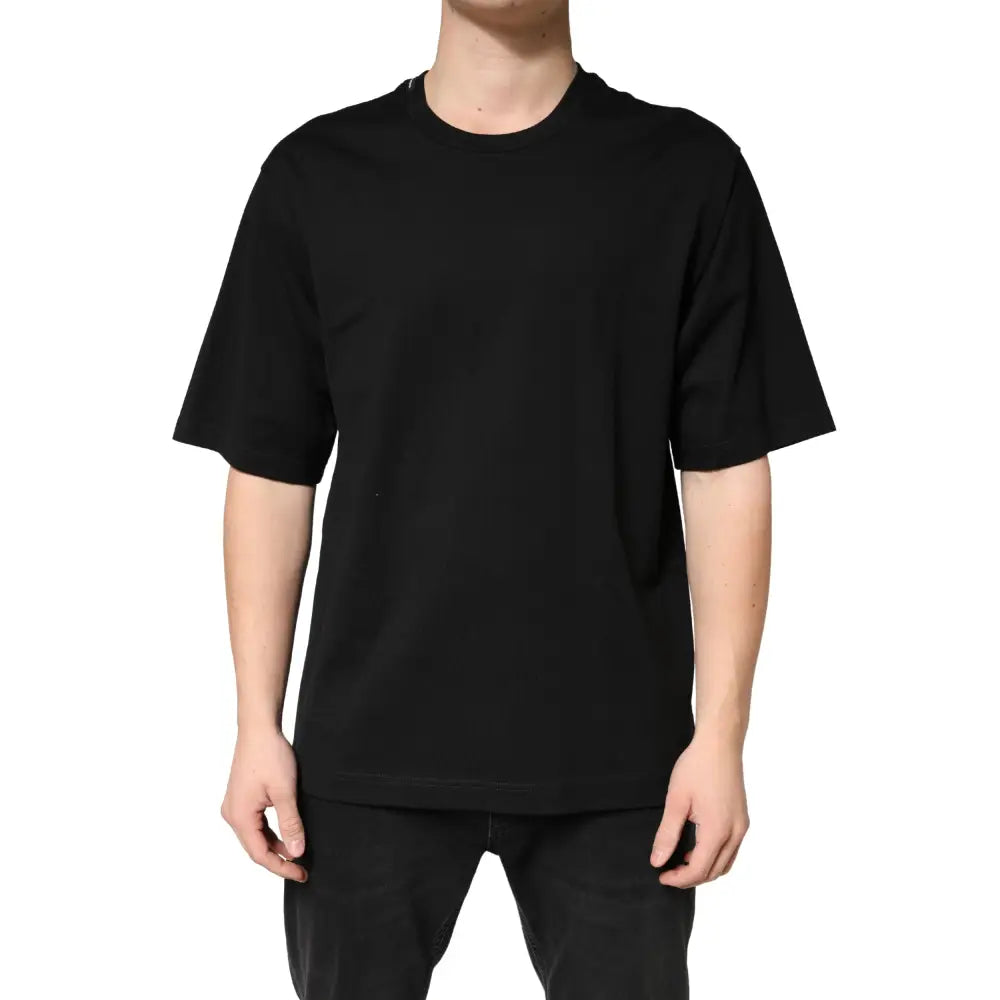 Dolce & Gabbana Black Cotton Crewneck Short Sleeve T-Shirt - T-shirts