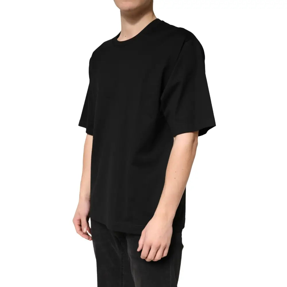 Dolce & Gabbana Black Cotton Crewneck Short Sleeve T-Shirt - T-shirts