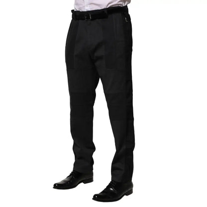Dolce & Gabbana Black Cotton Dress Slim Formal Pants