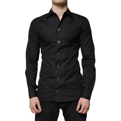 Dolce & Gabbana Black Cotton Formal Long Sleeves Dress Shirt