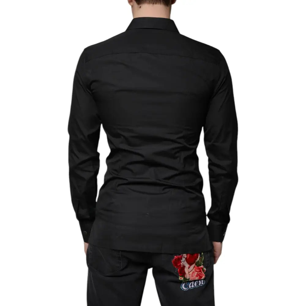 Dolce & Gabbana Black Cotton Formal Long Sleeves Dress Shirt