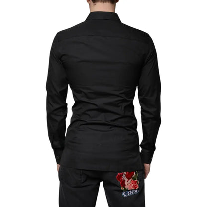 Dolce & Gabbana Black Cotton Formal Long Sleeves Dress Shirt