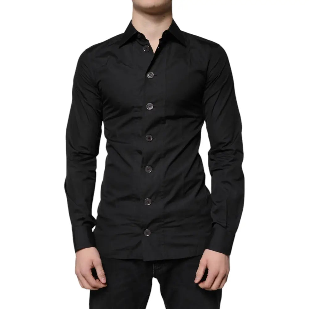 Dolce & Gabbana Black Cotton Formal Long Sleeves Dress Shirt