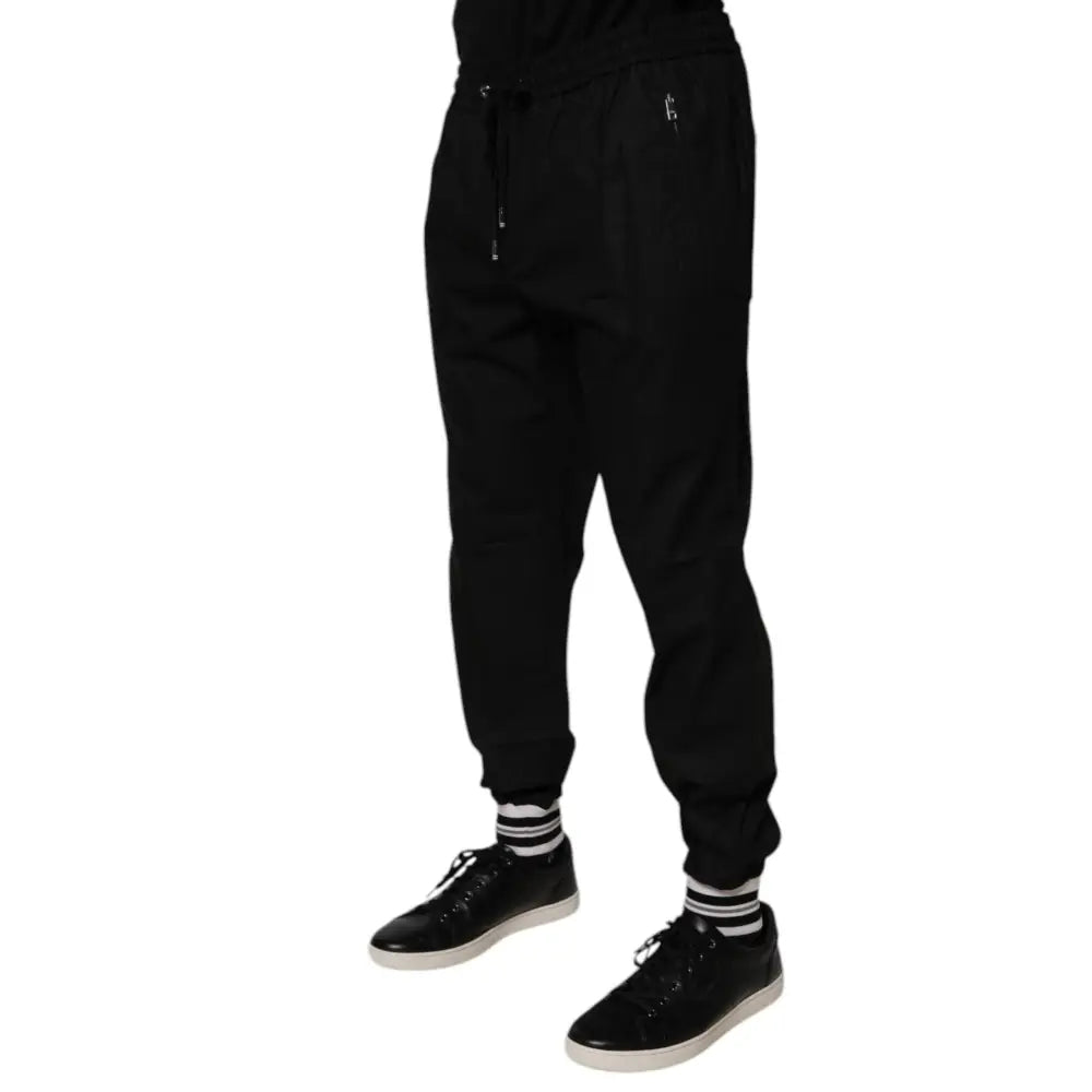 Dolce & Gabbana Black Cotton Men Jogger Sweatpants Pants