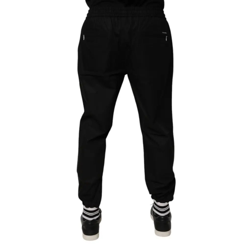 Dolce & Gabbana Black Cotton Men Jogger Sweatpants Pants
