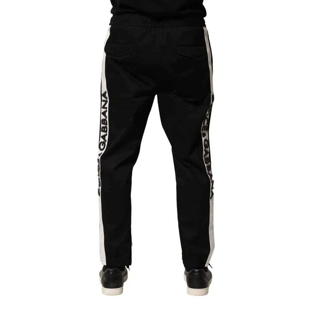 Dolce & Gabbana Black Cotton Mid Waist Jogger Pants