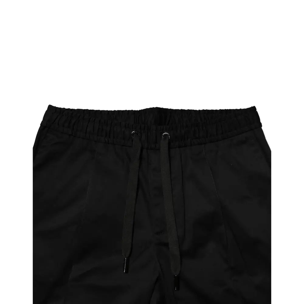 Dolce & Gabbana Black Cotton Mid Waist Jogger Pants