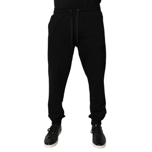 Dolce & Gabbana Black Cotton Mid Waist Jogger Sweatpants Pants - Bukser