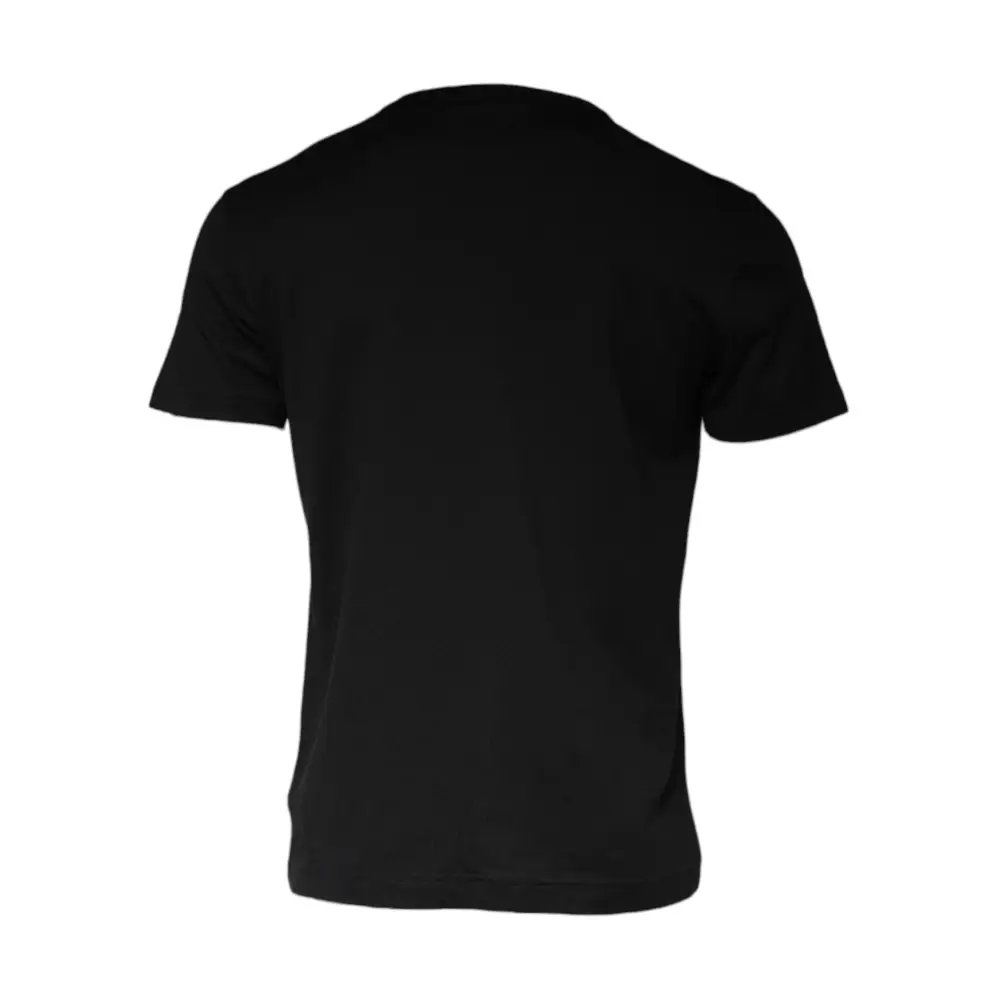 Dolce & Gabbana Black Cotton Necklace Embellished T-shirt - T-shirts