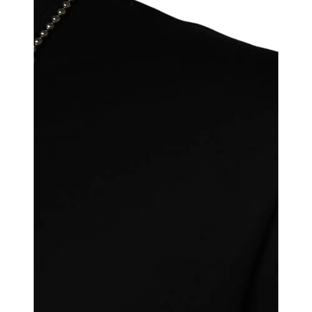 Dolce & Gabbana Black Cotton Necklace Embellished T-shirt - T-shirts