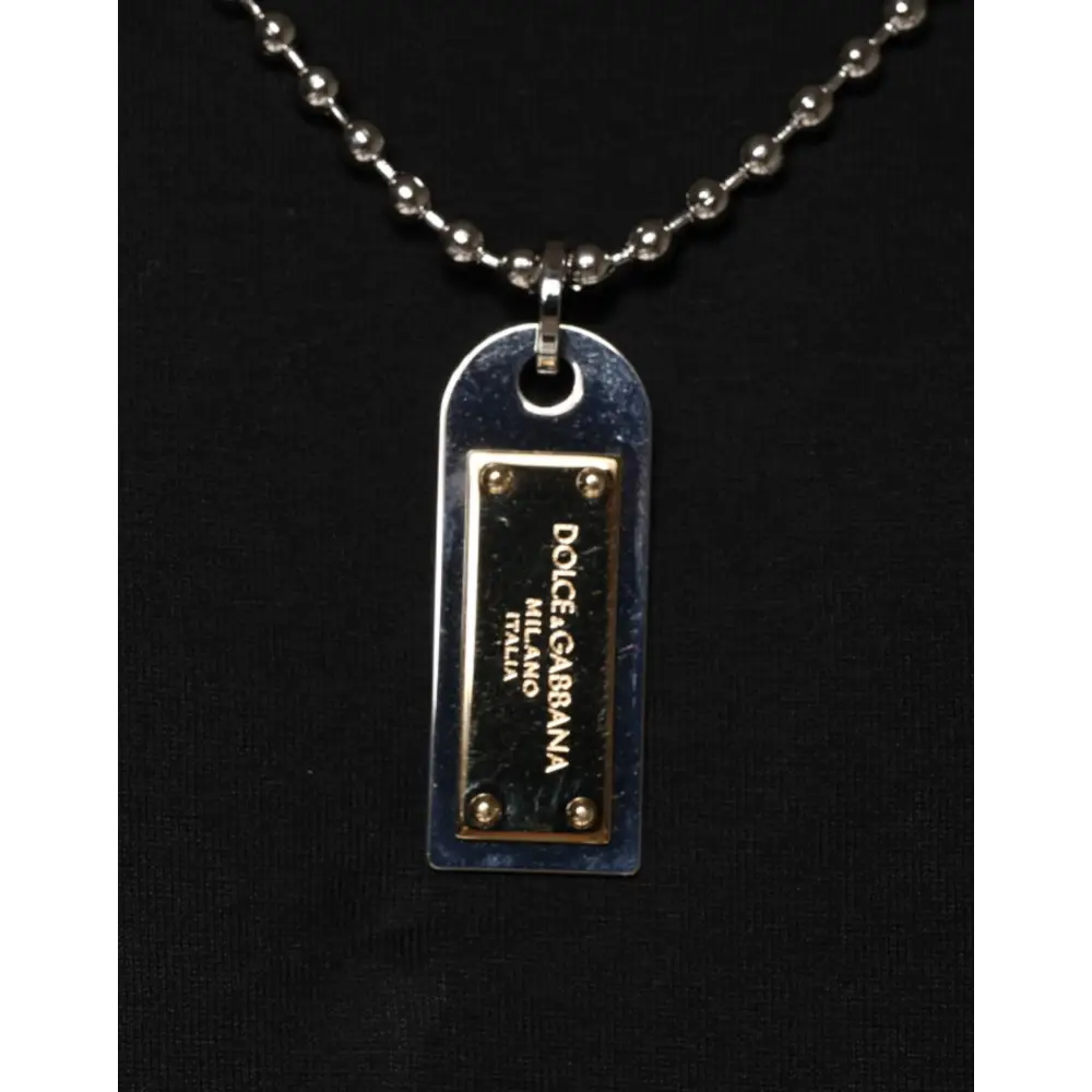 Dolce & Gabbana Black Cotton Necklace Embellished T-shirt - T-shirts